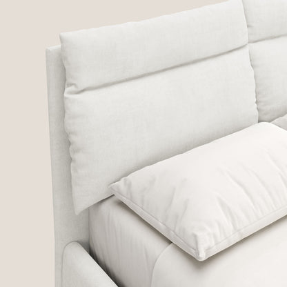 Jerry letto imbottito contenitore e cuscini reclinabili con rete MASTER per materasso 180x200 cm in tessuto smacchiabile T17 bianco 