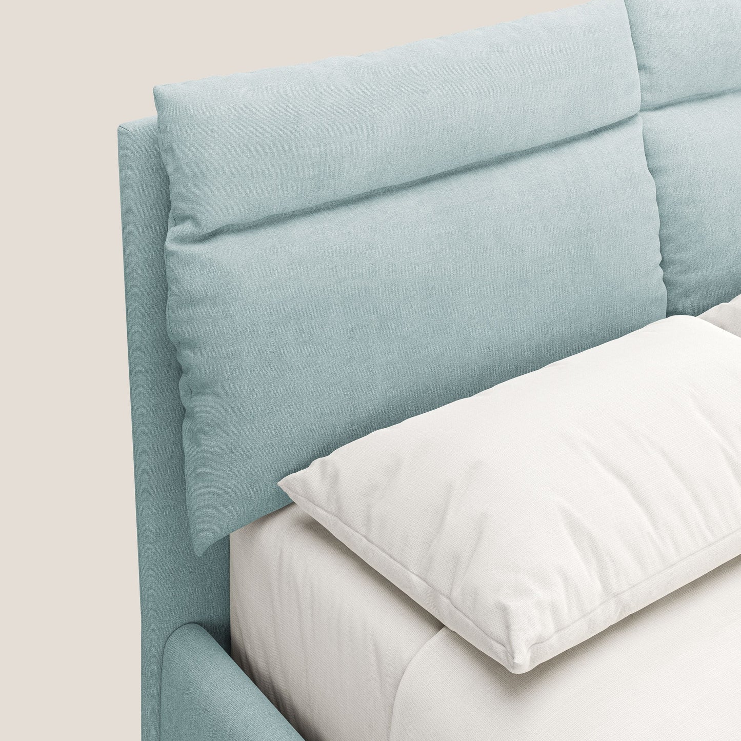 Jerry letto imbottito contenitore e cuscini reclinabili in tessuto smacchiabile T17 verde acqua 