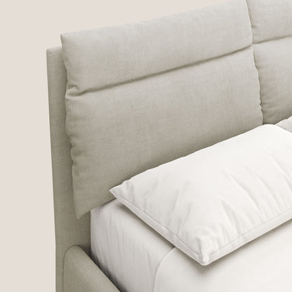 Jerry letto imbottito contenitore e cuscini reclinabili in tessuto smacchiabile T17 panna 