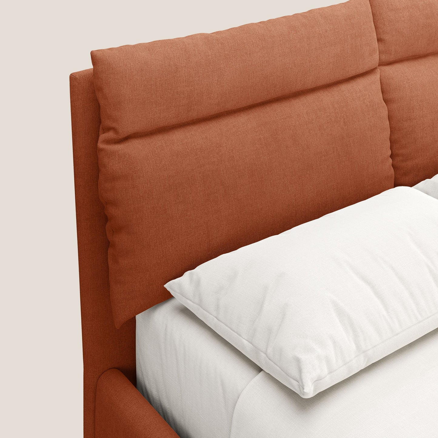 Jerry letto imbottito contenitore e cuscini reclinabili in tessuto smacchiabile T17 arancio 