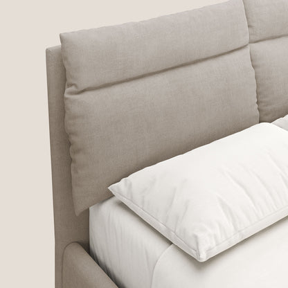 Jerry letto imbottito contenitore e cuscini reclinabili in tessuto smacchiabile T17 beige 