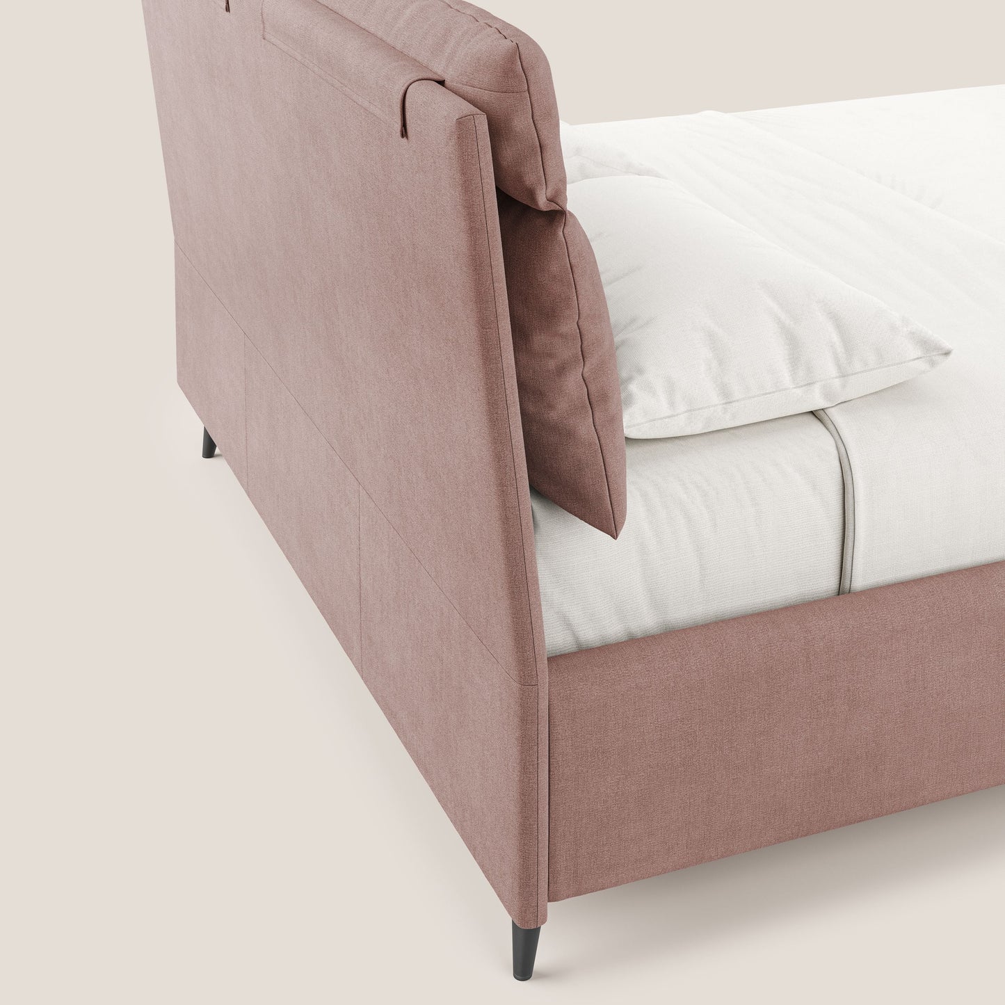 Jerry letto imbottito contenitore e cuscini reclinabili in tessuto smacchiabile T17 rosa 