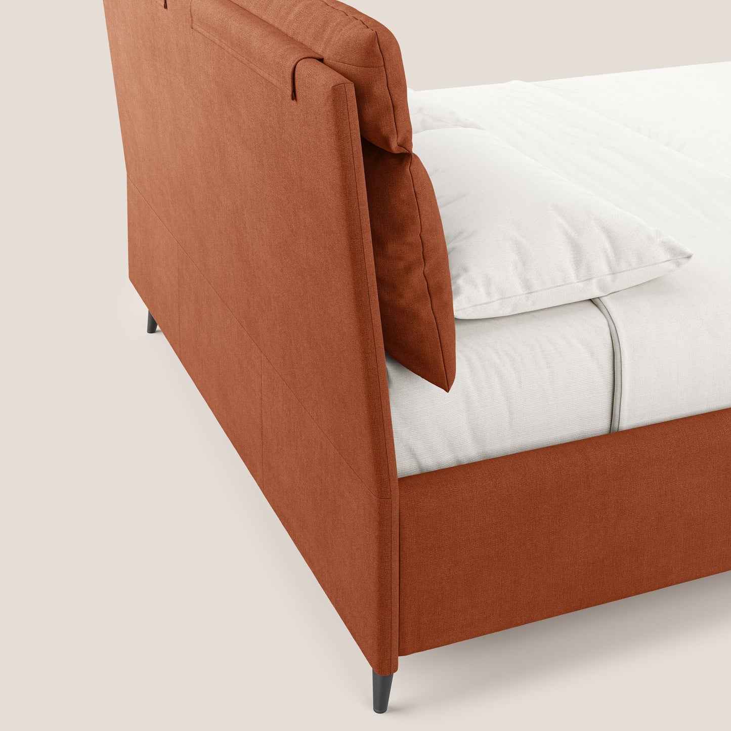 Jerry letto imbottito contenitore e cuscini reclinabili in tessuto smacchiabile T17 arancio 