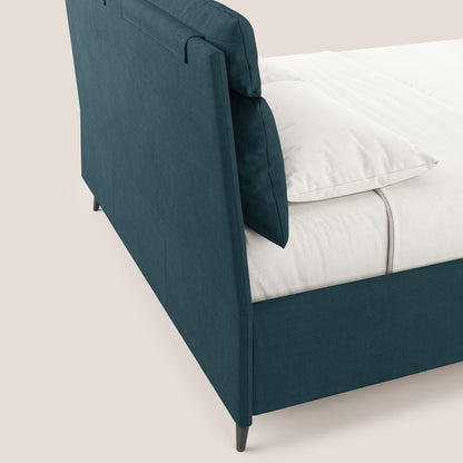 Jerry letto imbottito contenitore e cuscini reclinabili in tessuto smacchiabile T17 petrolio 