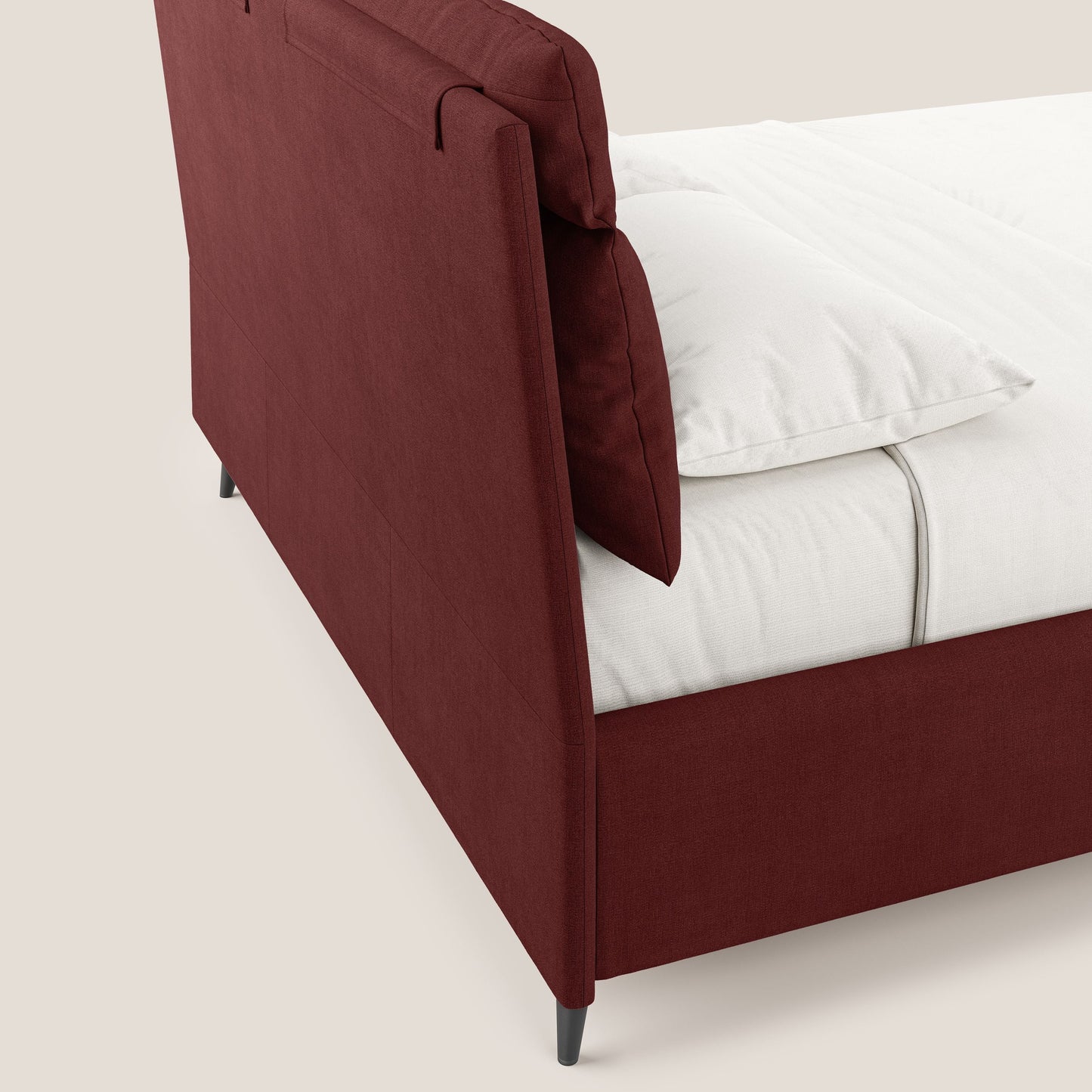 Jerry letto imbottito contenitore e cuscini reclinabili in tessuto smacchiabile T17 rosso 