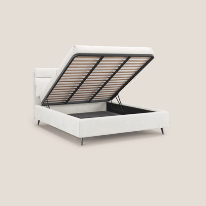 Jerry letto imbottito contenitore e cuscini reclinabili in tessuto smacchiabile T17 bianco 