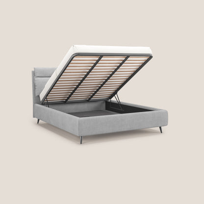 Jerry letto imbottito contenitore e cuscini reclinabili in tessuto smacchiabile T17 grigio 