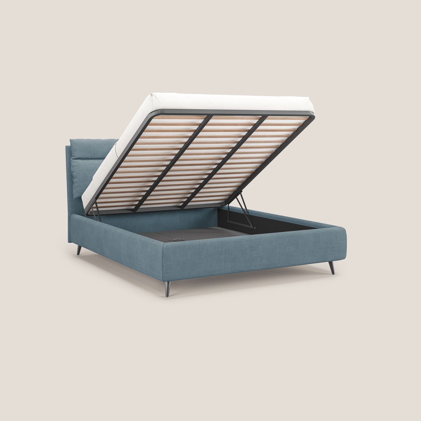 Jerry letto imbottito contenitore e cuscini reclinabili in tessuto smacchiabile T17 carta da zucchero 