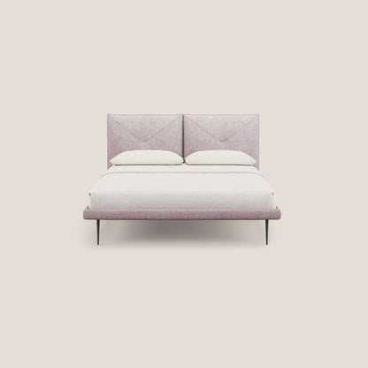 Jolie letto a doppio pannello con piedi alti in metallo in tessuto smacchiabile T18 rosa 