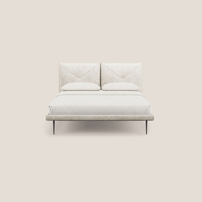 Jolie letto a doppio pannello con piedi alti in metallo in tessuto smacchiabile T18 panna 