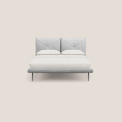 Jolie letto a doppio pannello con piedi alti in metallo in tessuto smacchiabile T18 grigio 
