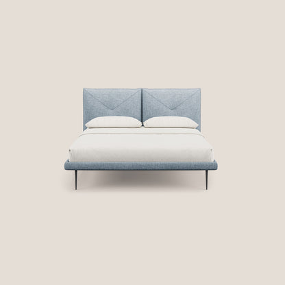 Jolie letto a doppio pannello con piedi alti in metallo in tessuto smacchiabile T18 azzurro 