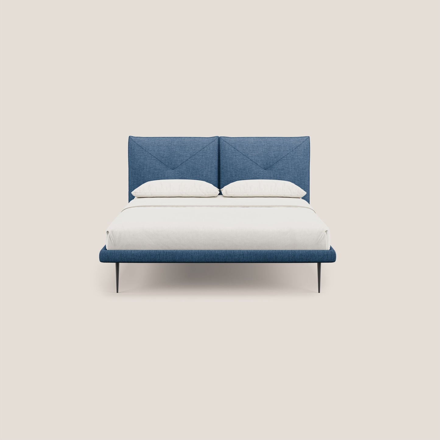 Jolie letto a doppio pannello con piedi alti in metallo in tessuto smacchiabile T18 blu 