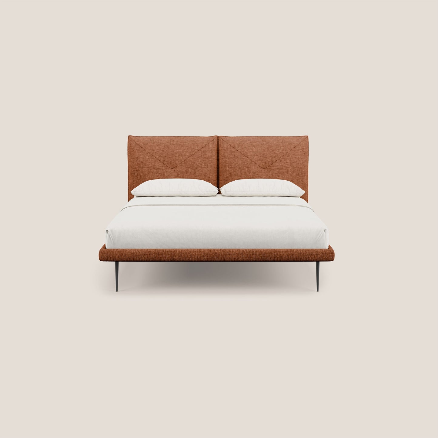 Jolie letto a doppio pannello con piedi alti in metallo in tessuto smacchiabile T18 ruggine 