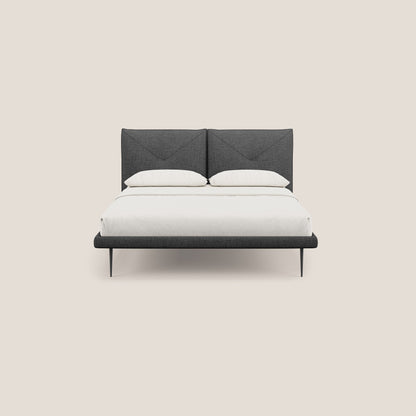 Jolie letto a doppio pannello con piedi alti in metallo in tessuto smacchiabile T18 nero 