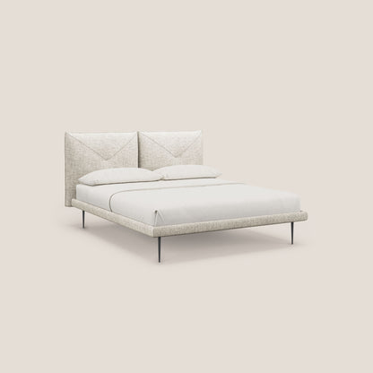 Jolie letto a doppio pannello con piedi alti in metallo in tessuto smacchiabile T18 panna 