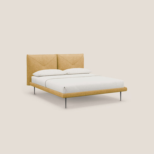 Jolie letto a doppio pannello con piedi alti in metallo in tessuto smacchiabile T18 giallo 