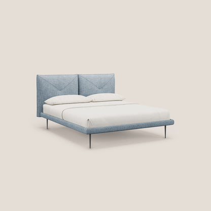 Jolie letto a doppio pannello con piedi alti in metallo in tessuto smacchiabile T18 azzurro 