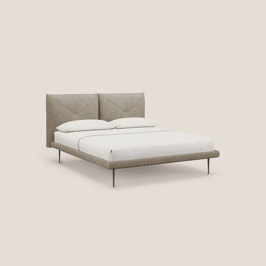 Jolie letto a doppio pannello con piedi alti in metallo in tessuto smacchiabile T18 beige 