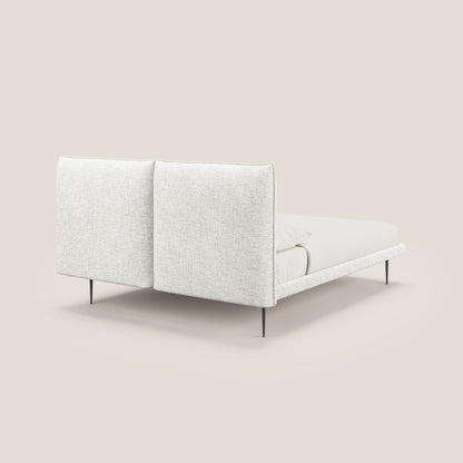 Jolie letto a doppio pannello con piedi alti in metallo in tessuto smacchiabile T18 bianco 
