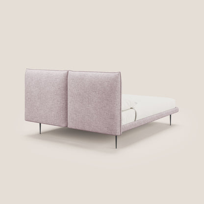 Jolie letto a doppio pannello con piedi alti in metallo in tessuto smacchiabile T18 rosa 