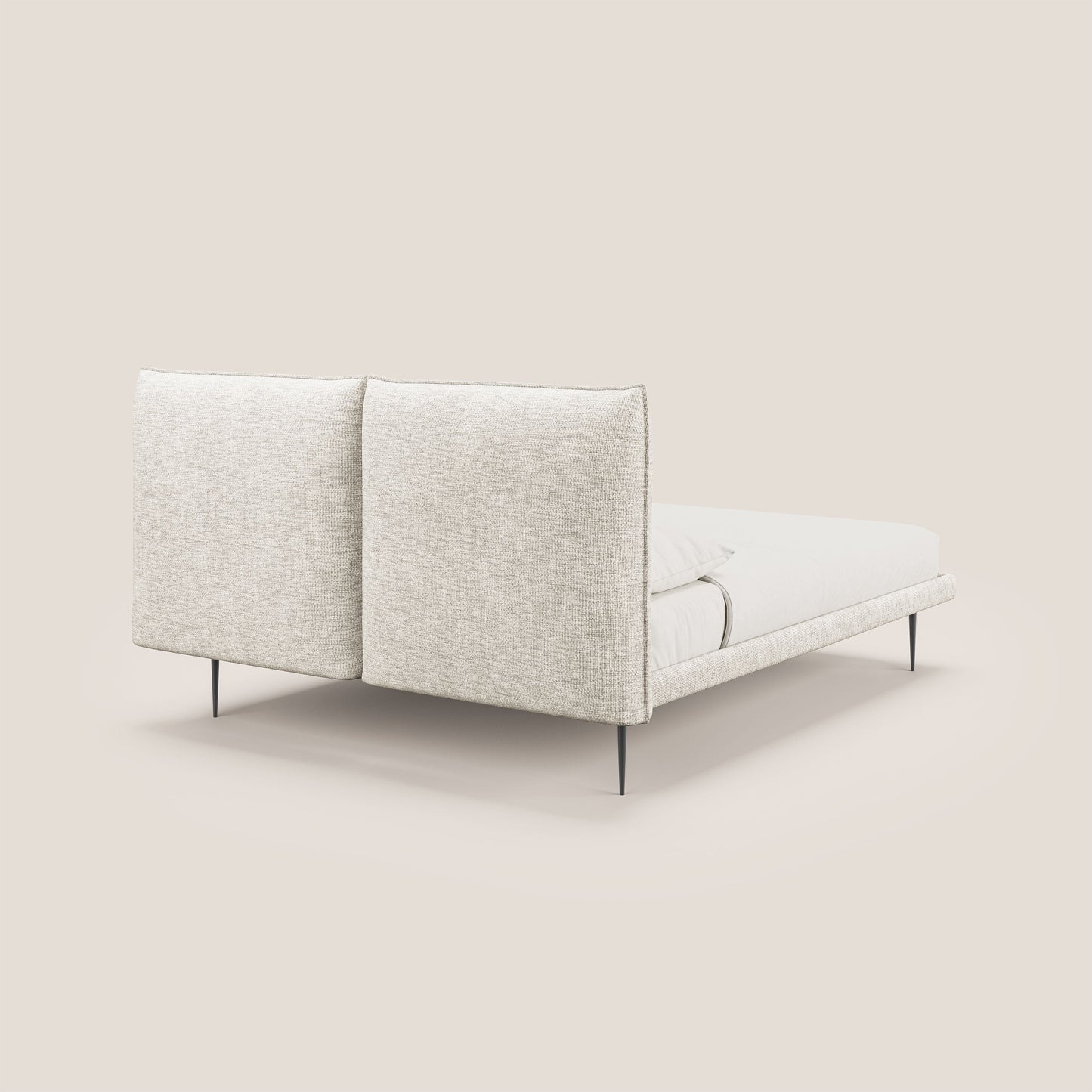 Jolie letto a doppio pannello con piedi alti in metallo in tessuto smacchiabile T18 panna 