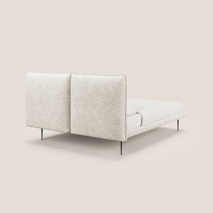 Jolie letto a doppio pannello con piedi alti in metallo in tessuto smacchiabile T18 panna 