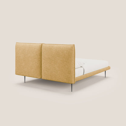Jolie letto a doppio pannello con piedi alti in metallo in tessuto smacchiabile T18 giallo 