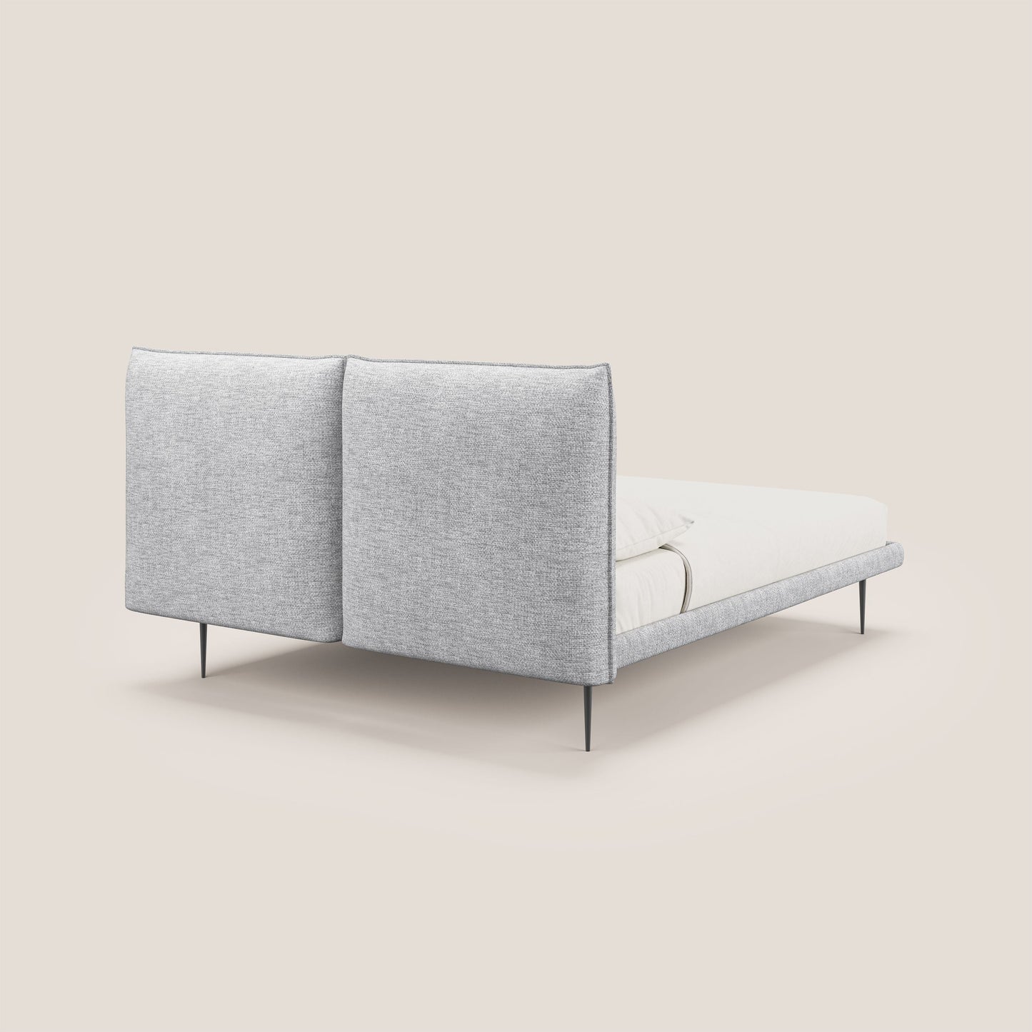 Jolie letto a doppio pannello con piedi alti in metallo in tessuto smacchiabile T18 grigio 