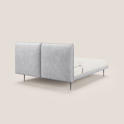 Jolie letto a doppio pannello con piedi alti in metallo in tessuto smacchiabile T18 grigio 