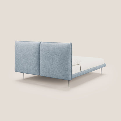 Jolie letto a doppio pannello con piedi alti in metallo in tessuto smacchiabile T18 azzurro 