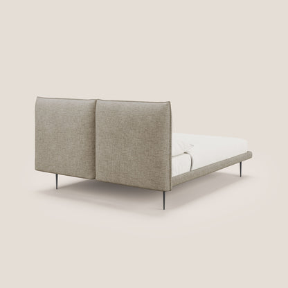 Jolie letto a doppio pannello con piedi alti in metallo in tessuto smacchiabile T18 beige 