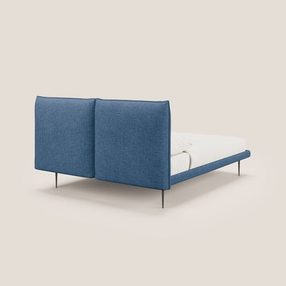 Jolie letto a doppio pannello con piedi alti in metallo in tessuto smacchiabile T18 blu 