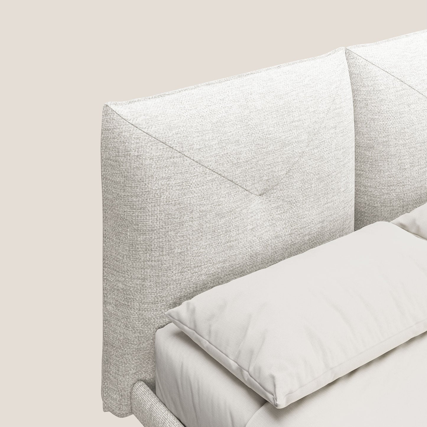 Jolie letto a doppio pannello con piedi alti in metallo in tessuto smacchiabile T18 bianco 