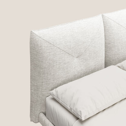 Jolie letto a doppio pannello con piedi alti in metallo in tessuto smacchiabile T18 bianco 