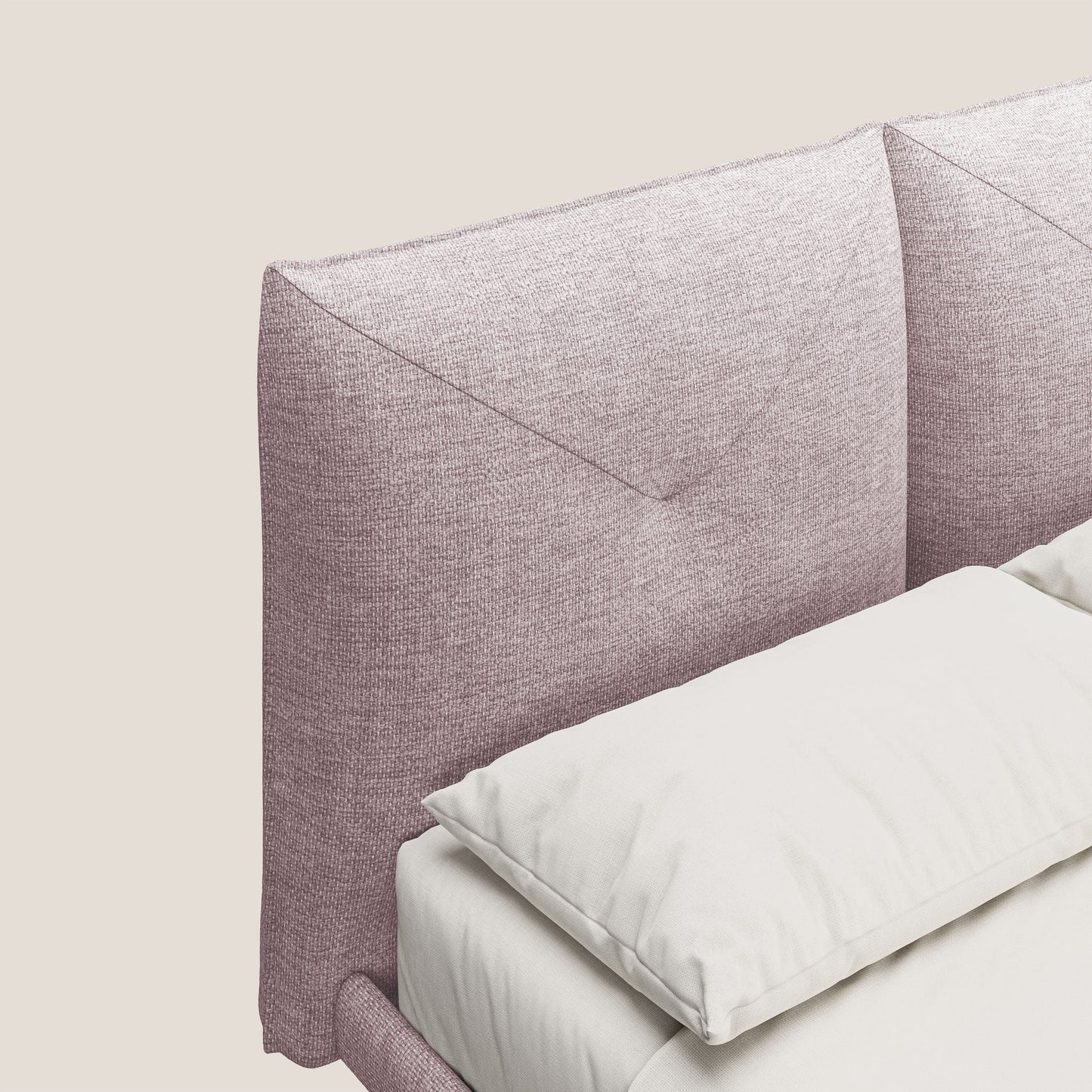 Jolie letto a doppio pannello con piedi alti in metallo in tessuto smacchiabile T18 rosa 