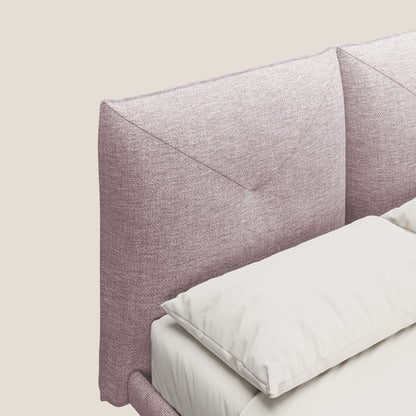 Jolie letto a doppio pannello con piedi alti in metallo in tessuto smacchiabile T18 rosa 