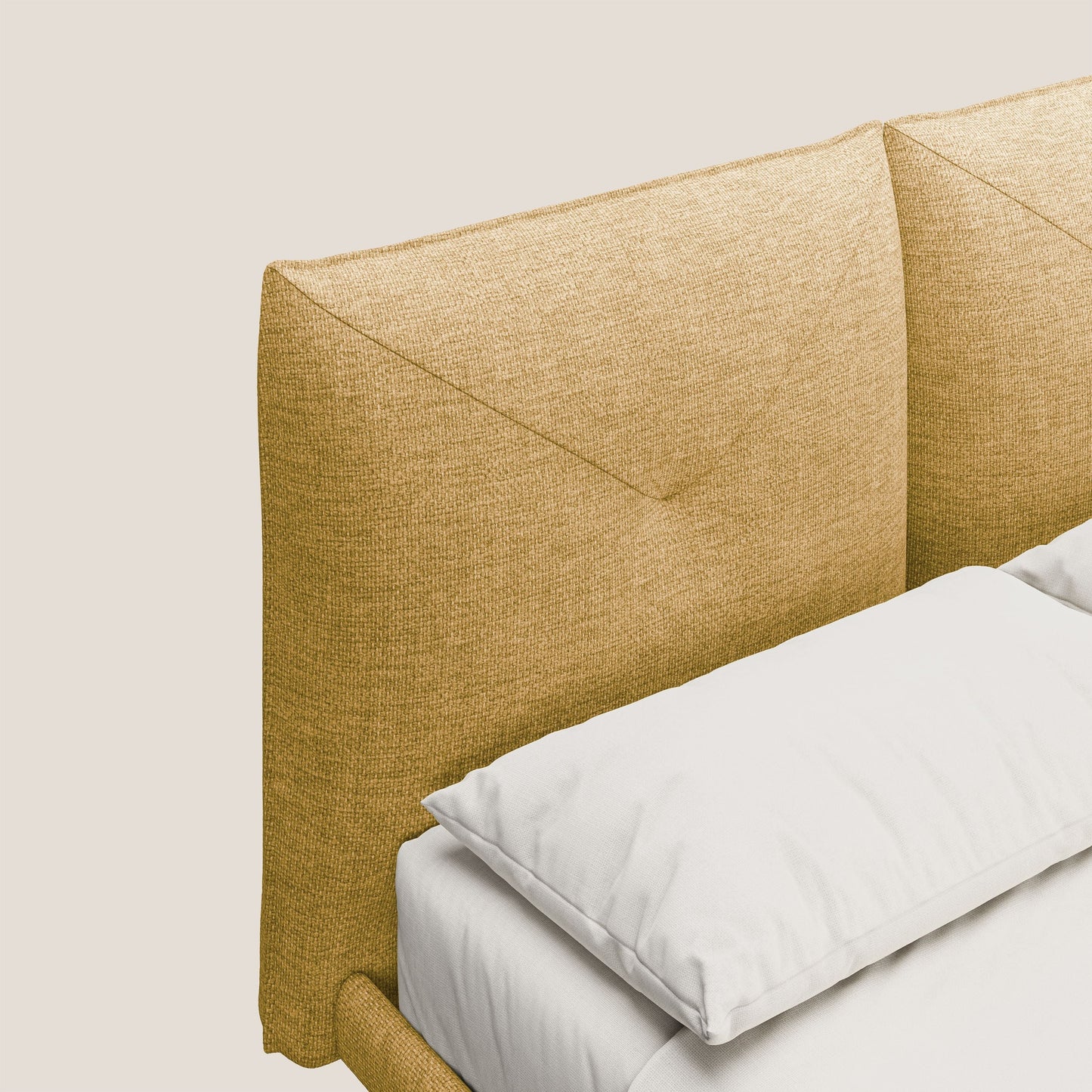 Jolie letto a doppio pannello con piedi alti in metallo in tessuto smacchiabile T18 giallo 