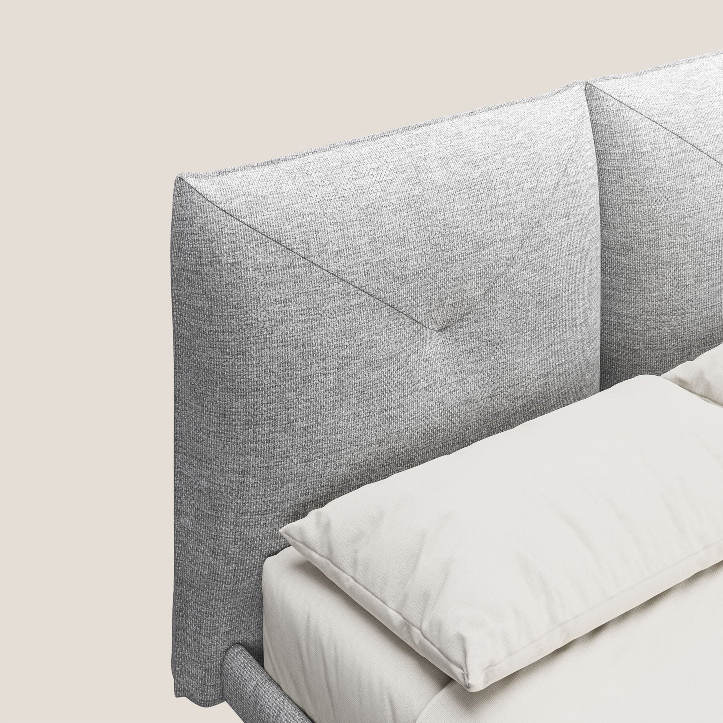 Jolie letto a doppio pannello con piedi alti in metallo in tessuto smacchiabile T18 grigio 