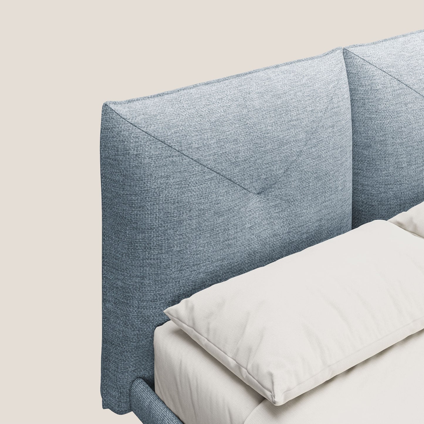 Jolie letto a doppio pannello con piedi alti in metallo in tessuto smacchiabile T18 azzurro 