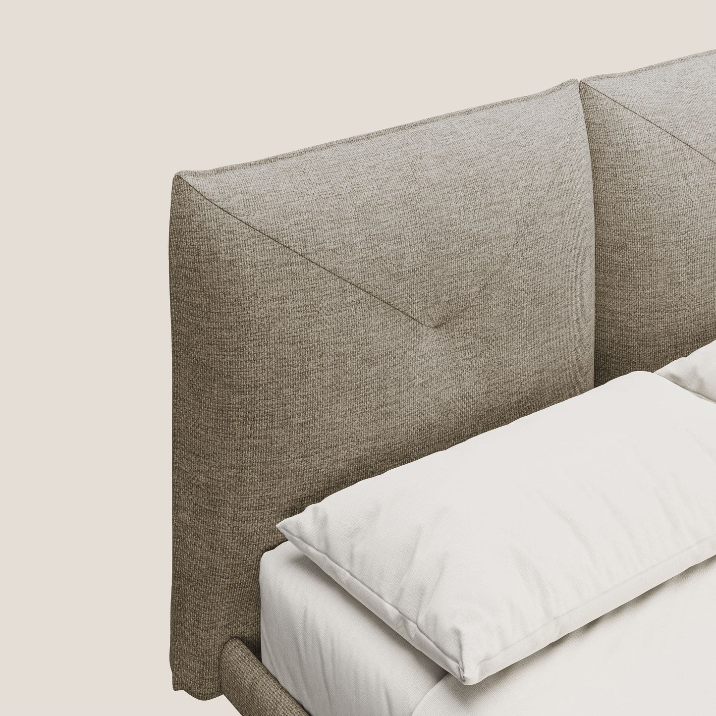 Jolie letto a doppio pannello con piedi alti in metallo in tessuto smacchiabile T18 beige 