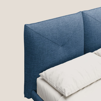 Jolie letto a doppio pannello con piedi alti in metallo in tessuto smacchiabile T18 blu 