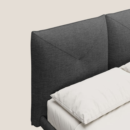 Jolie letto a doppio pannello con piedi alti in metallo in tessuto smacchiabile T18 nero 