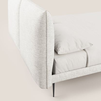 Jolie letto a doppio pannello con piedi alti in metallo in tessuto smacchiabile T18 bianco 