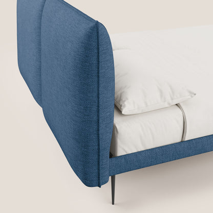 Jolie letto a doppio pannello con piedi alti in metallo in tessuto smacchiabile T18 blu 