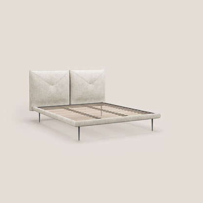 Jolie letto a doppio pannello con piedi alti in metallo in tessuto smacchiabile T18 panna 