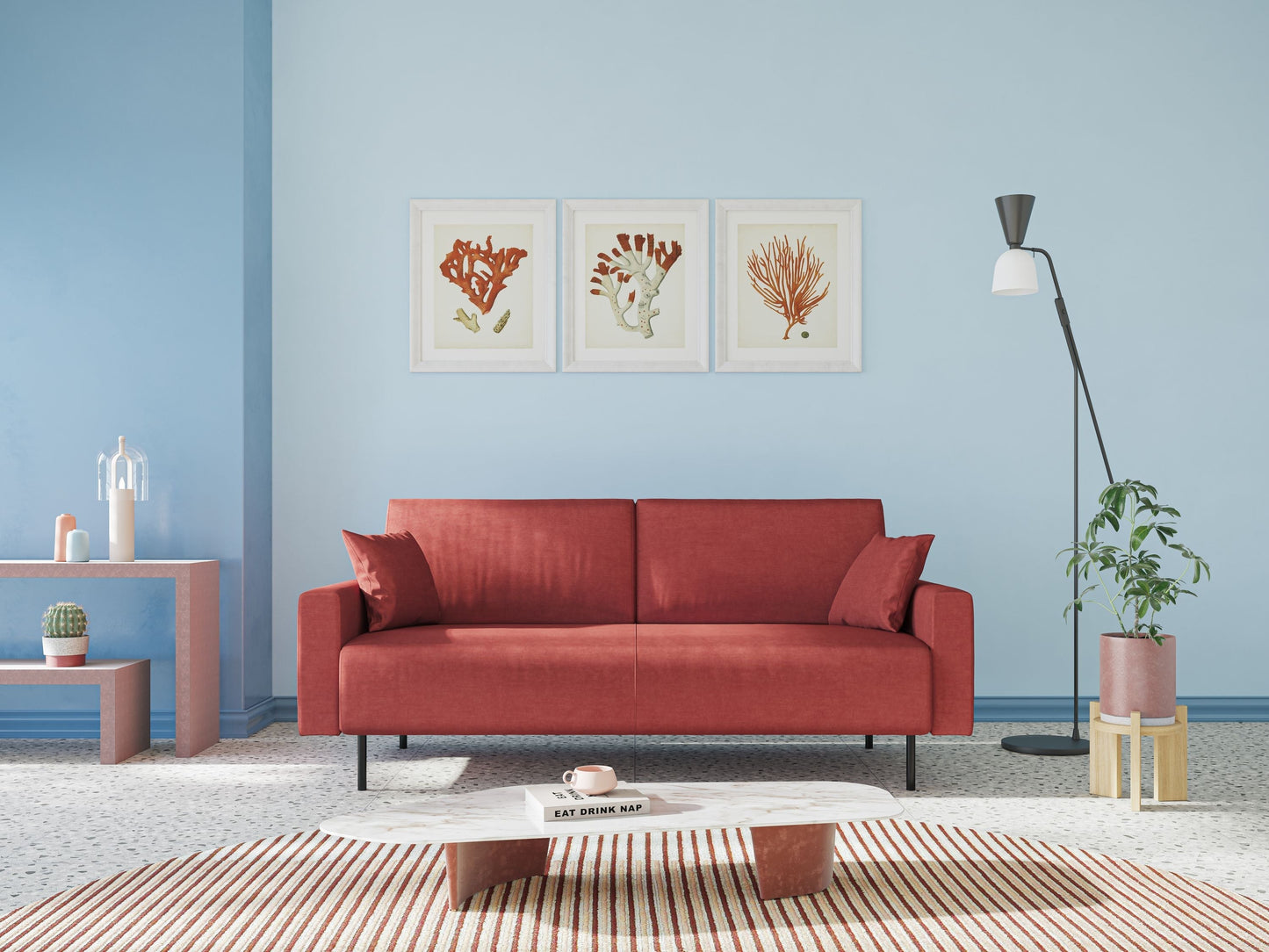 Arthur divano moderno in velluto morbido impermeabile T01 beige