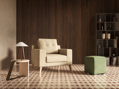 Poltroncina danese in tessuto morbido impermeabile T02 beige