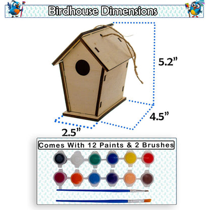 DIY Birdhouse Homemade Wooden - Build Your Own Bird House w/ Easy Painting Kit