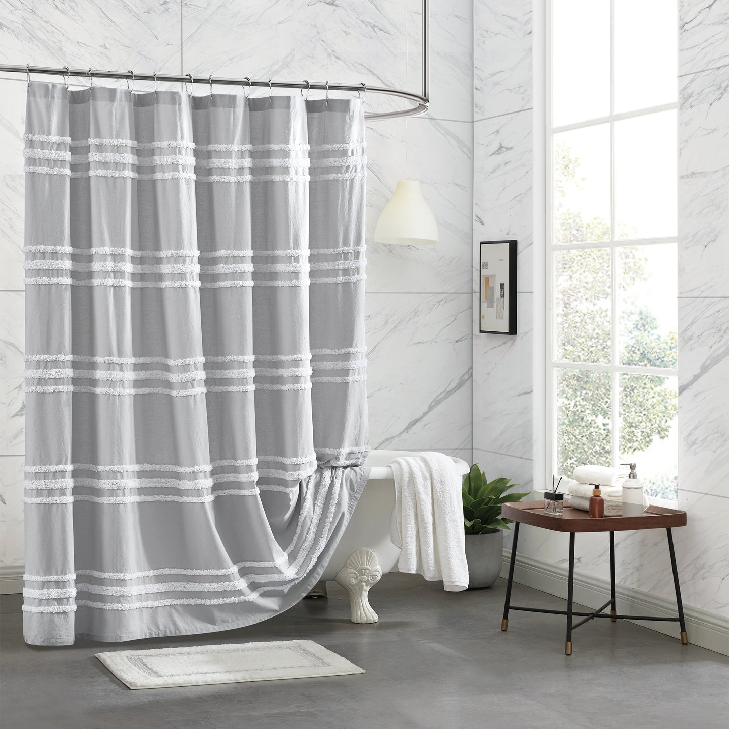 DKNY Chenille Stripe Shower Curtain
